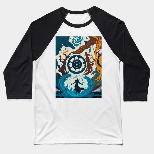 FOUR ELEMENTAL BENDING ARTS FROM AVATAR Baseball T-Shirt by KAVIPRIYAMART